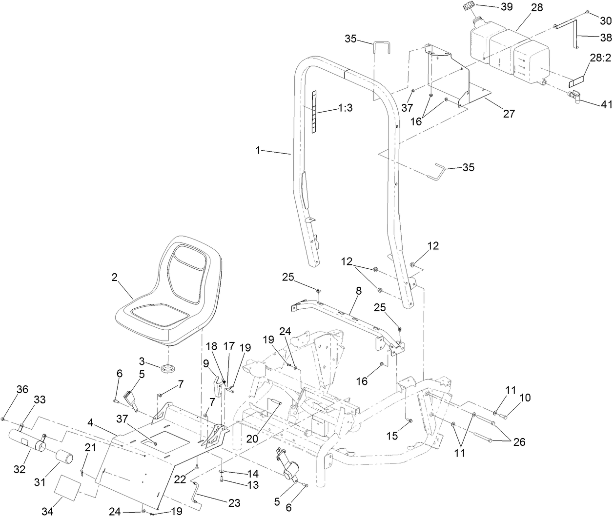 Seat and Roll-Over Protection System Assembly