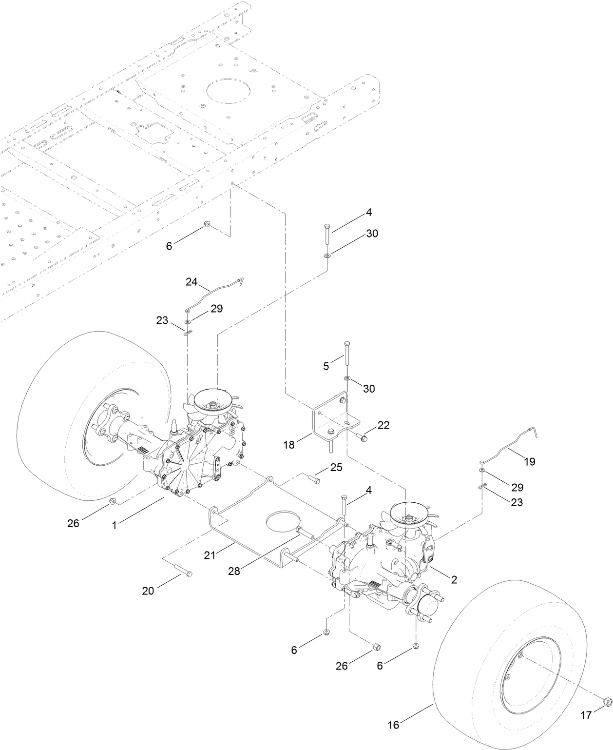 Hydro Transaxle Drive and Rear Wheel Assembly
