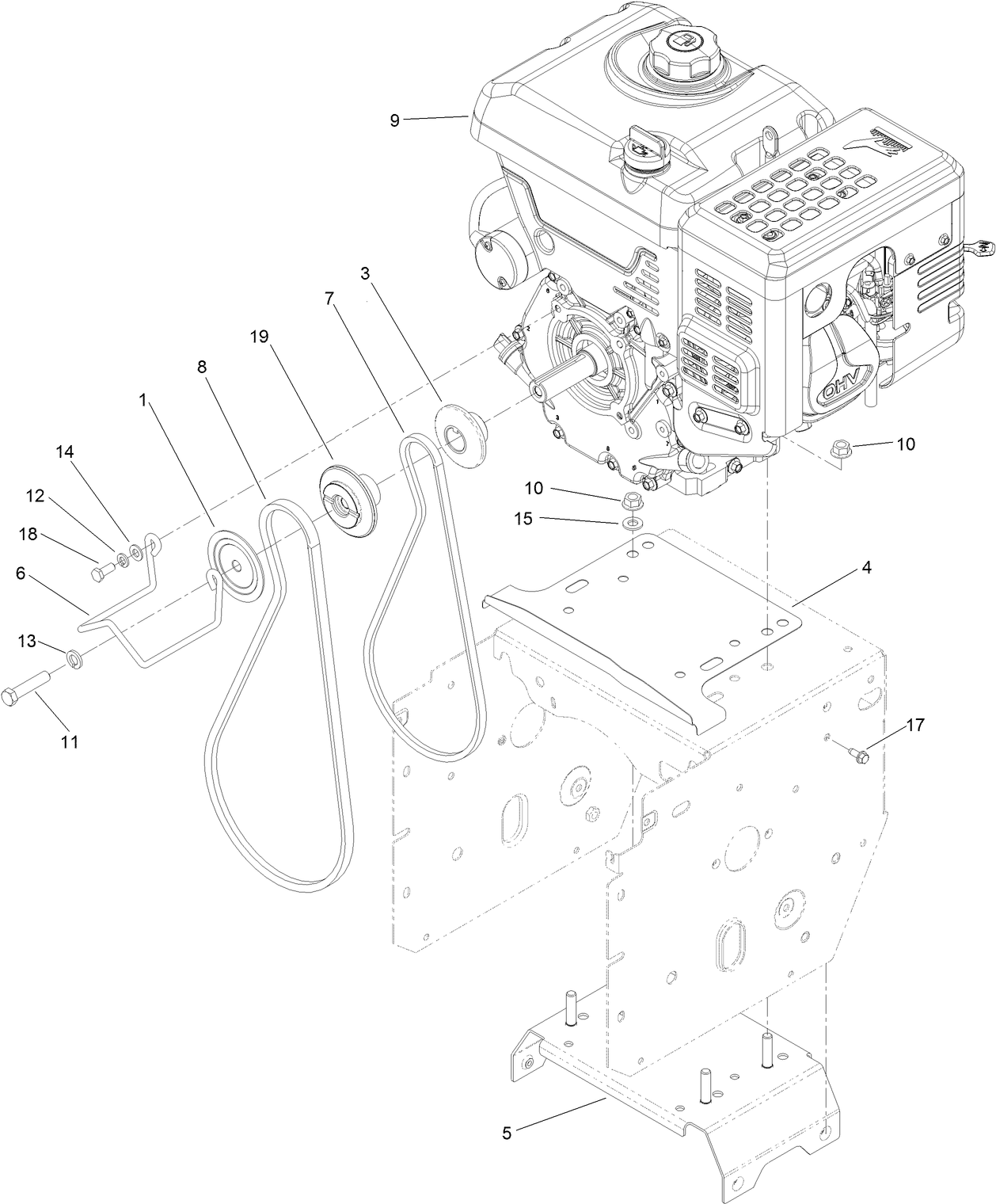 Engine and Pulley Assembly