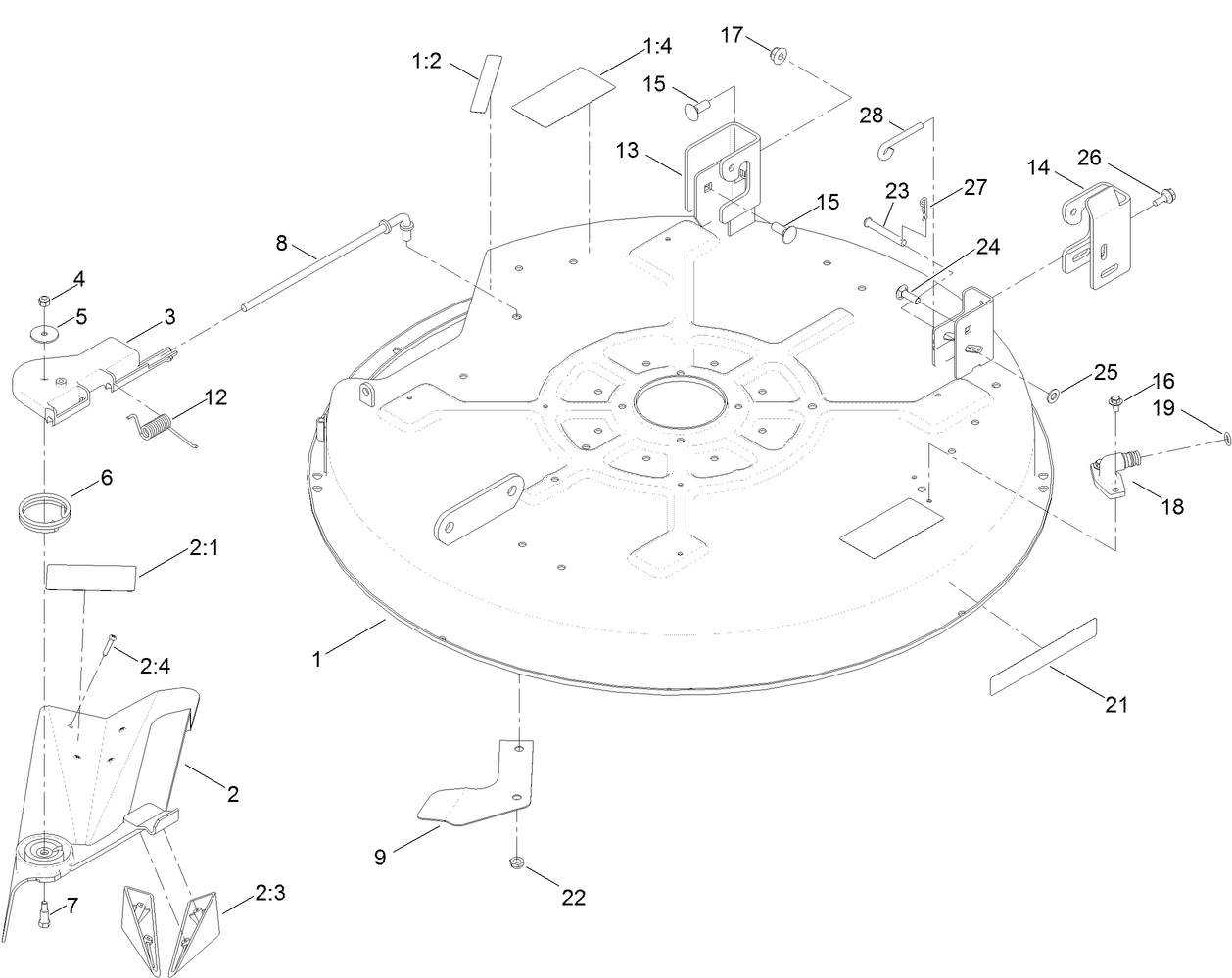 32 Inch Deck and Deflector Assembly