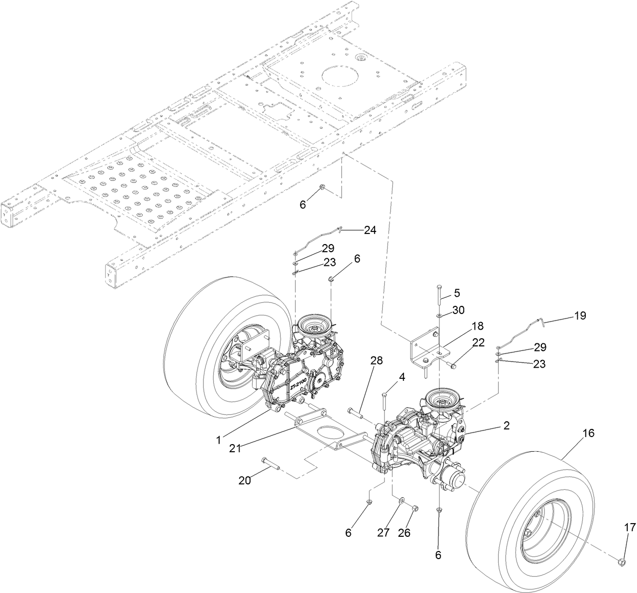 Hydro Transaxle Drive and Rear Wheel Assembly