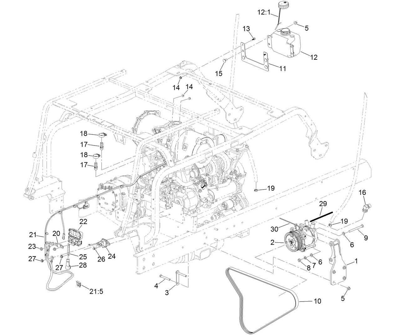 AC Compressor Mount and Cab Fluids Assembly  For Cab Model Only