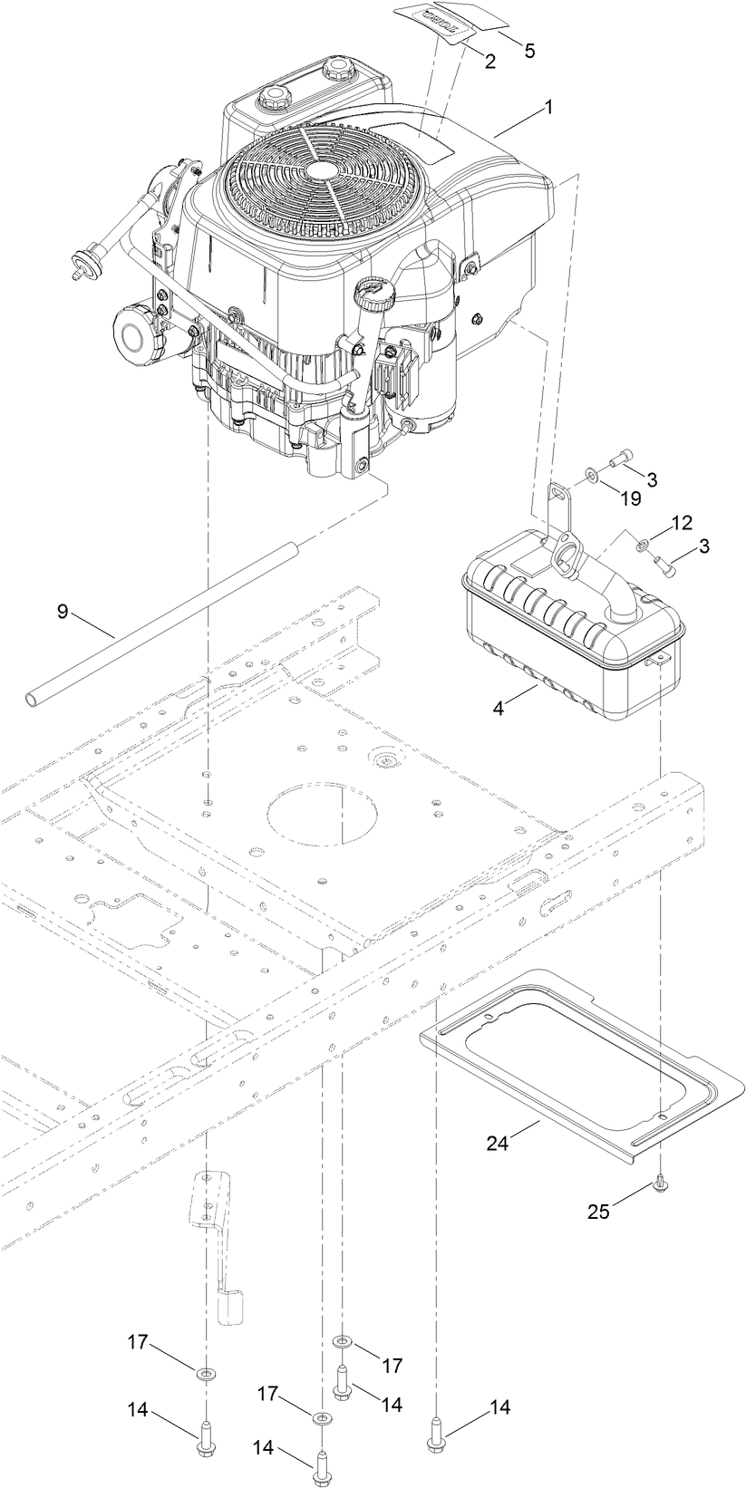 Engine and Muffler Assembly