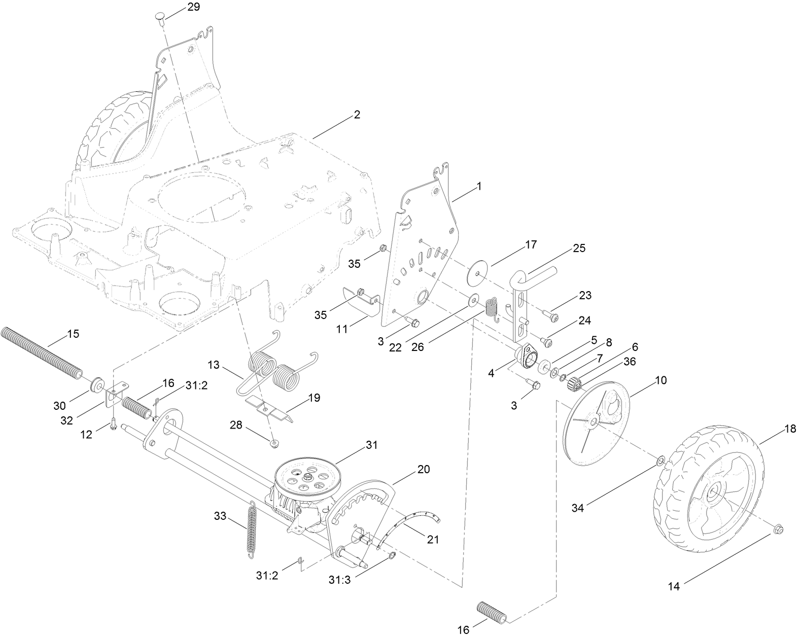 Traction and Height-of-Cut Assembly