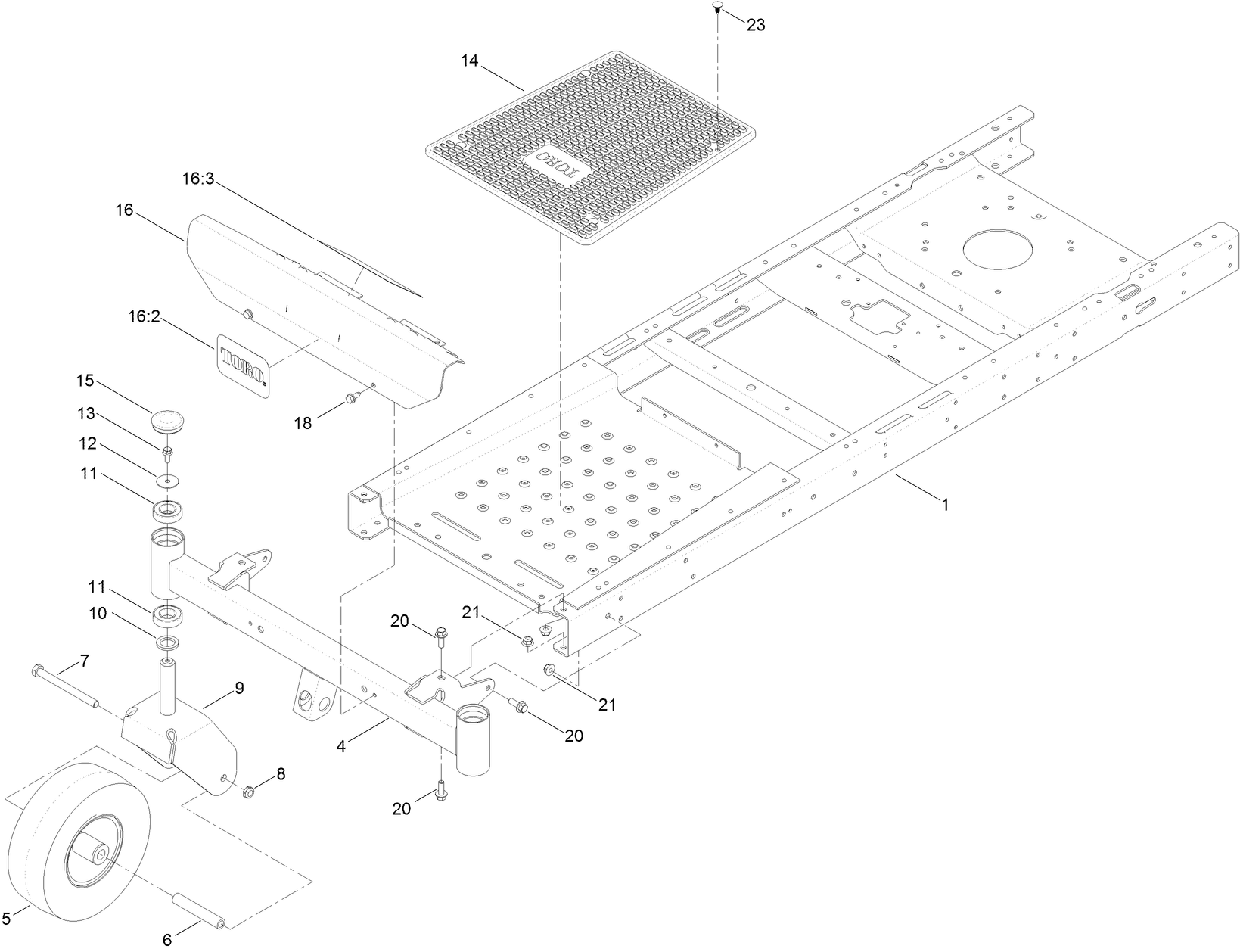 Frame, Front Axle and Caster Wheel Assembly