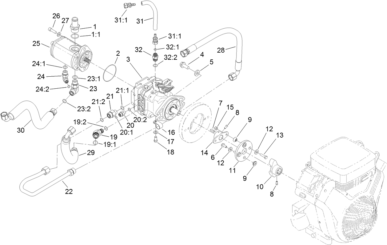 Hydrostat and Gear Pump Drive Assembly