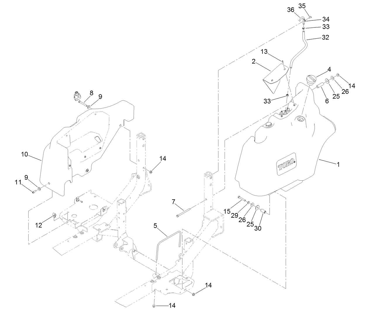 Fuel Tank and Control Panel Component Assembly