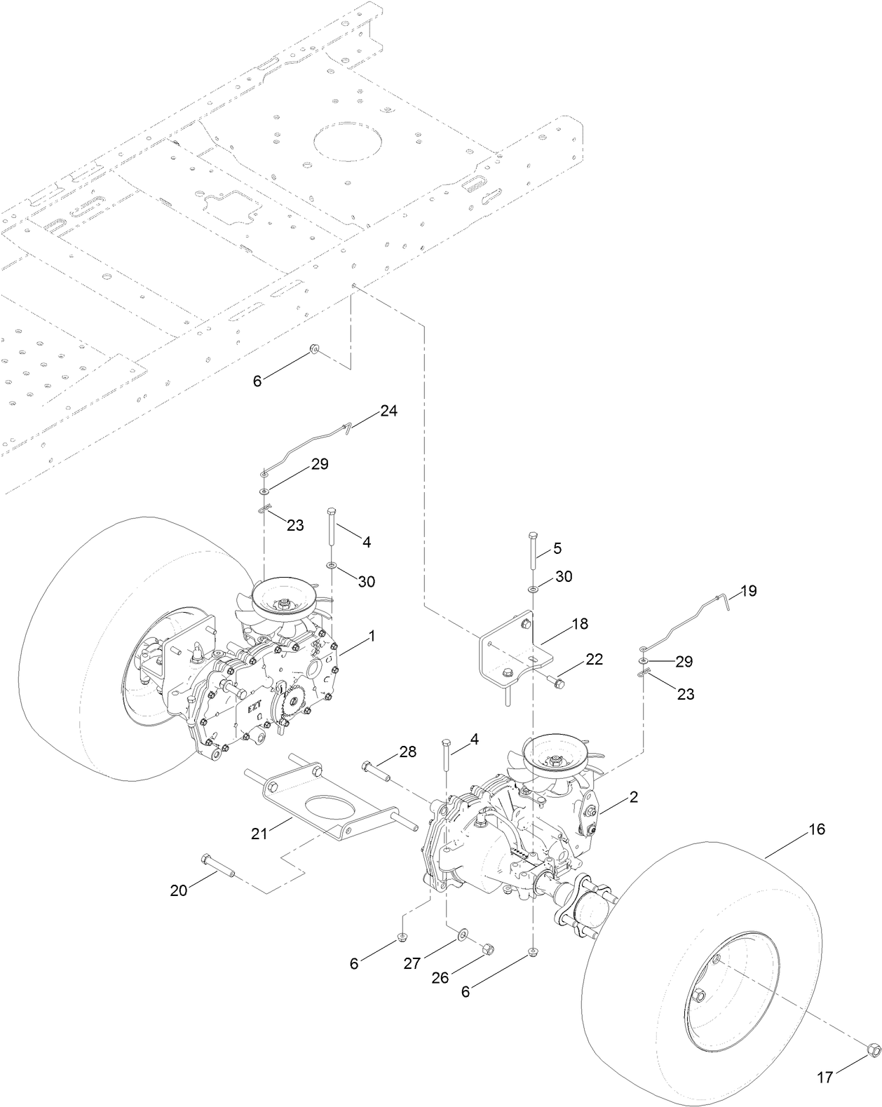 Hydro Transaxle Drive and Rear Wheel Assembly