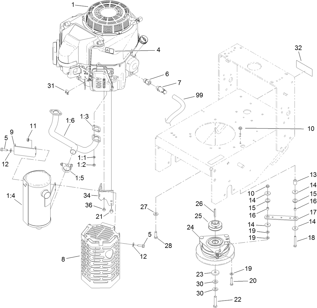 Engine and Clutch Assembly
