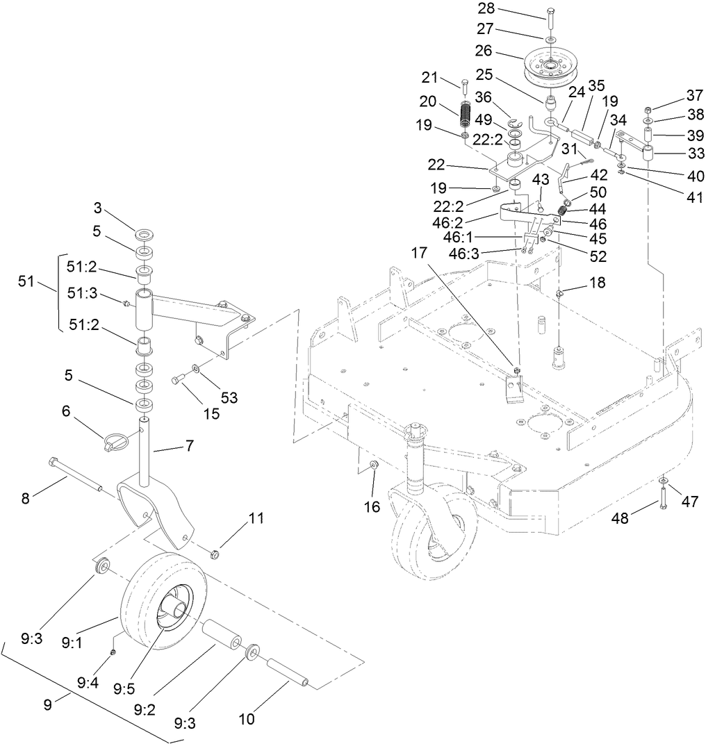 Idler Arm and Caster Wheel Assembly