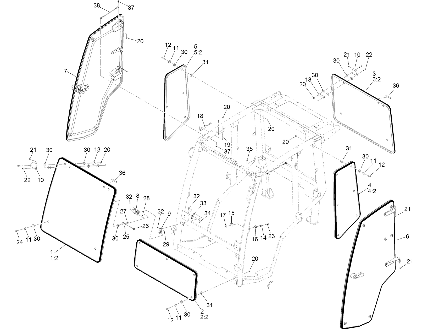 Window and Door Assembly  For Cab Model Only
