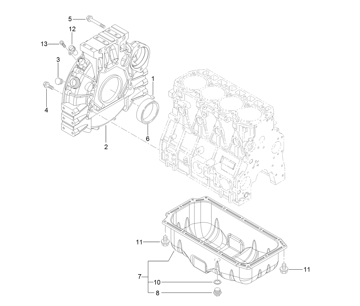 Flywheel Housing and Oil Sump Assembly