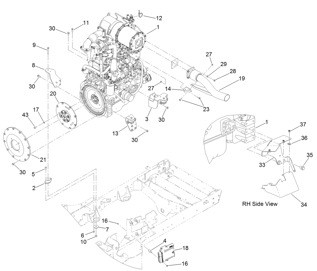 Engine and Mount Assembly