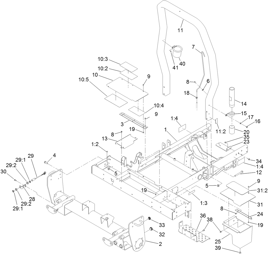 Frame, Front Axle and ROPS Assembly