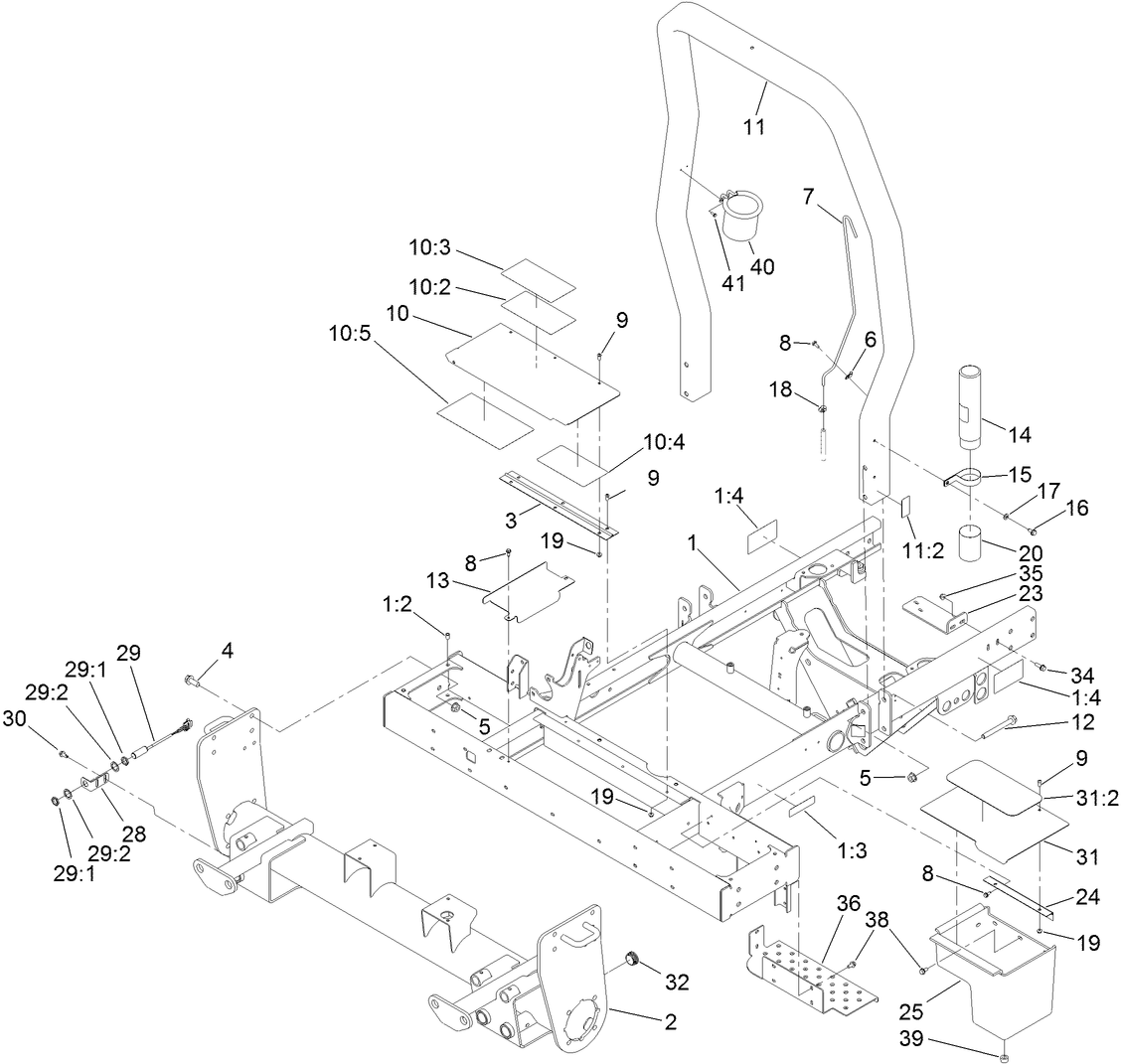 Frame, Front Axle and ROPS Assembly