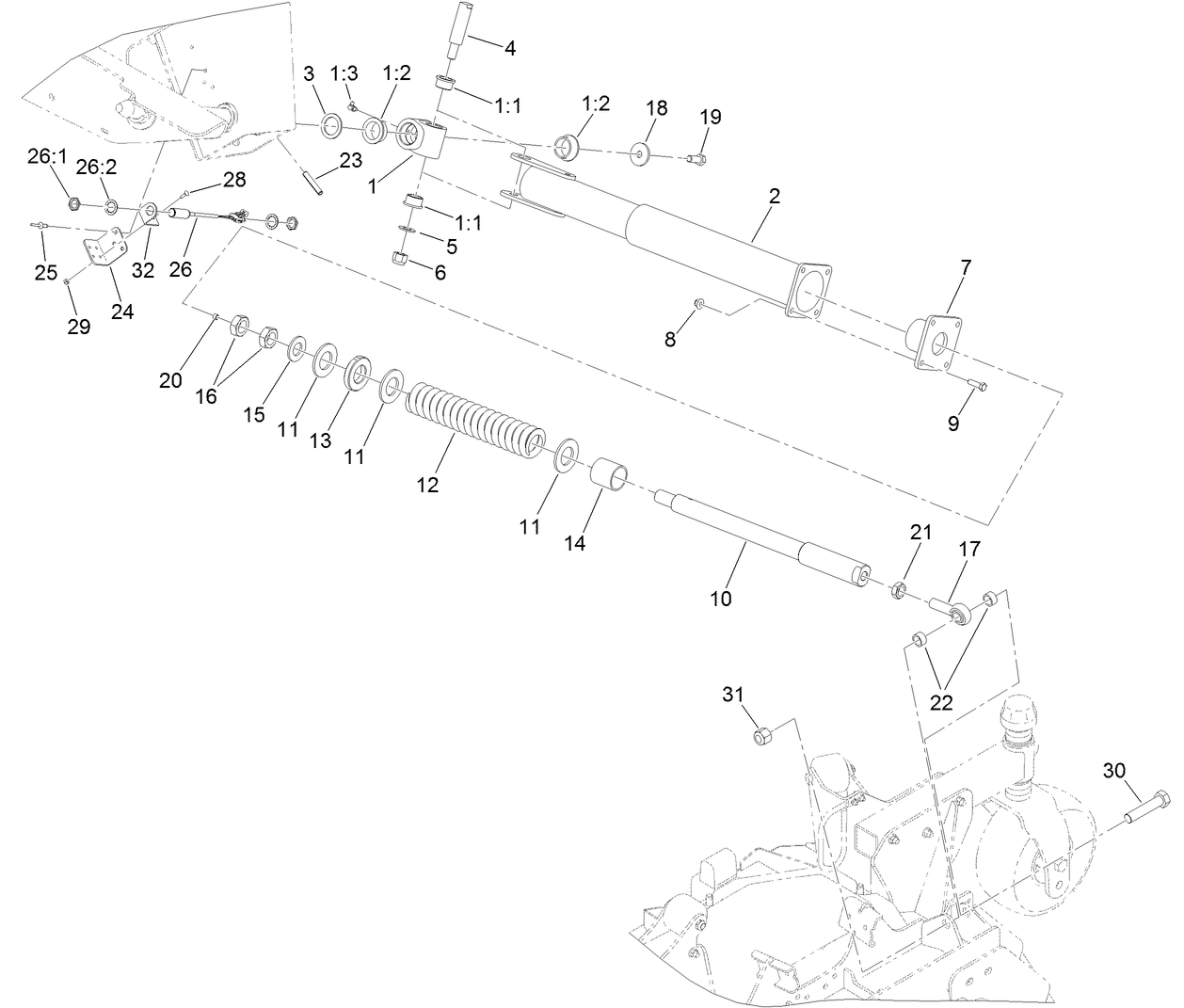 Left Hand Deck Impact Arm and Limit Switch Assembly