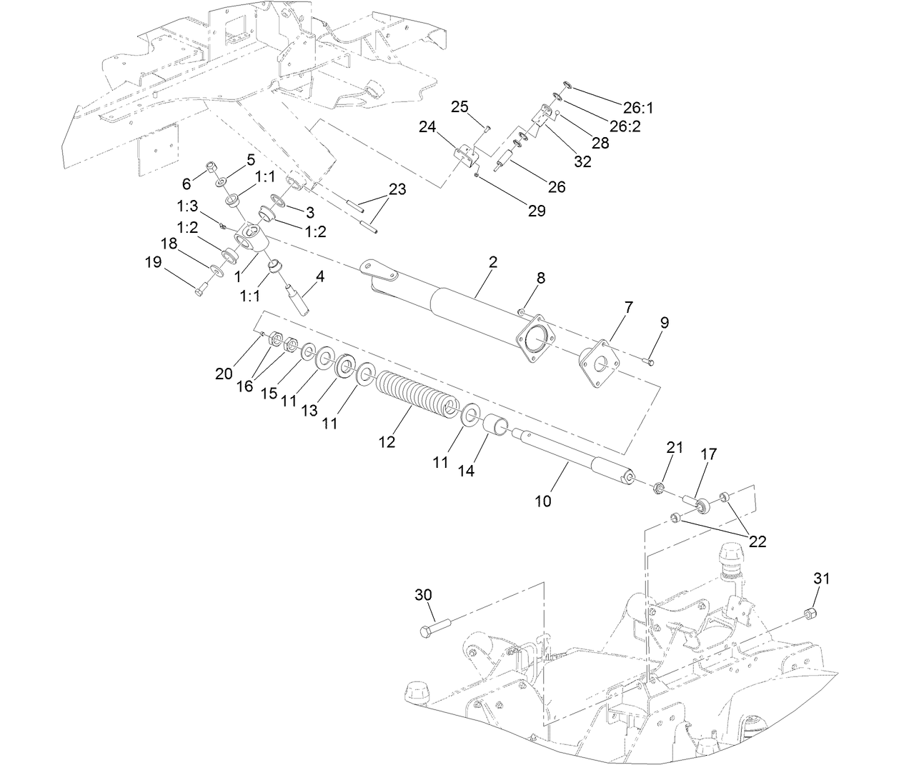 Right Hand Deck Impact Arm and Limit Switch Assembly