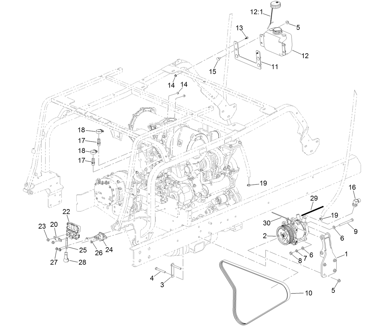 AC Compressor Mount and Cab Fluids Assembly For Cab Model Only