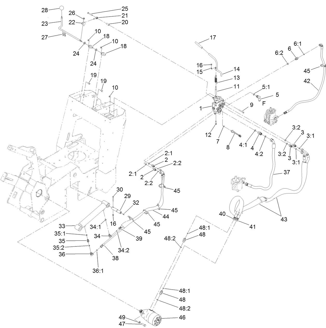 2-Spool Valve and Hydraulic Motor Assembly