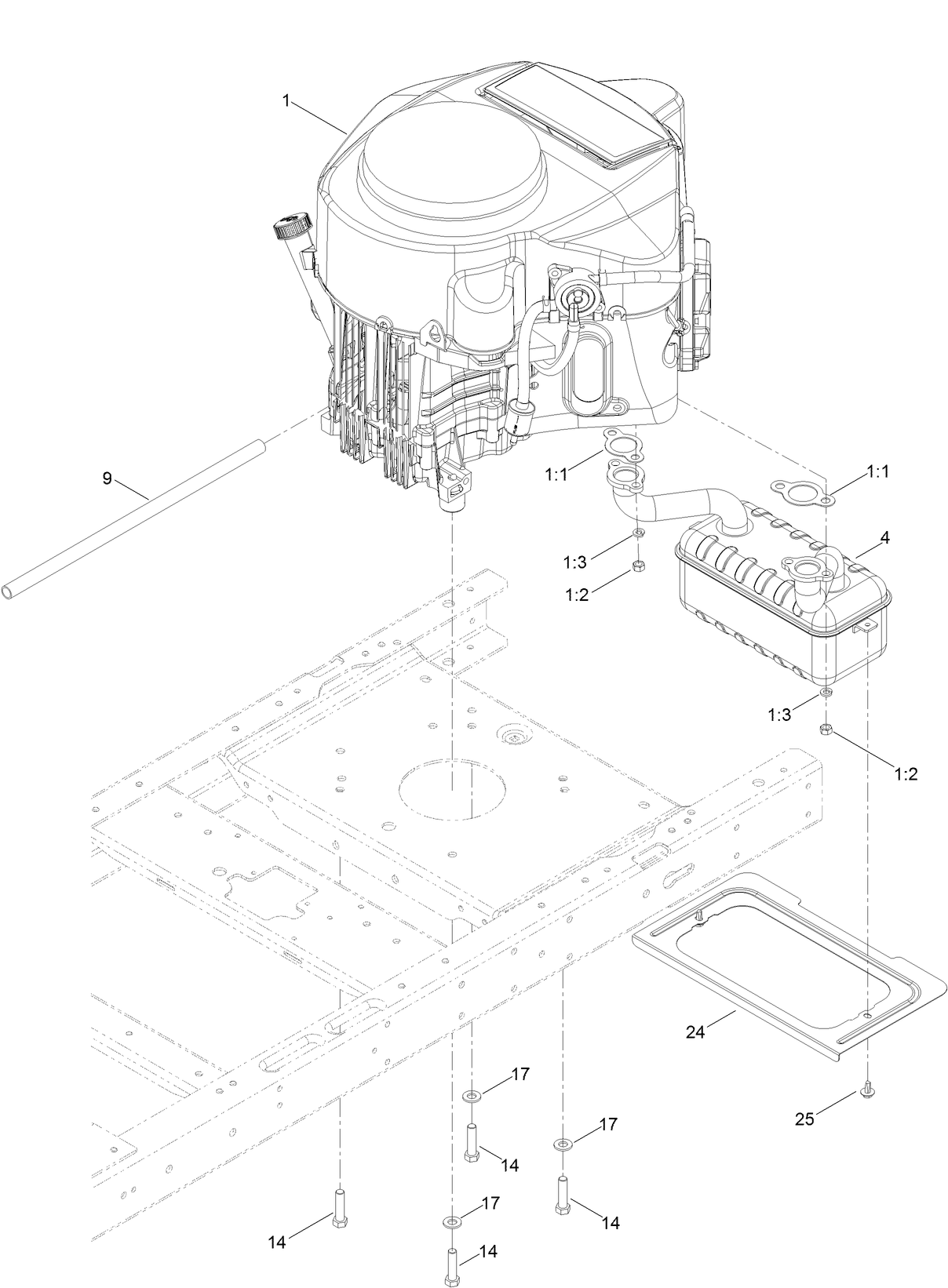 Engine and Muffler Assembly