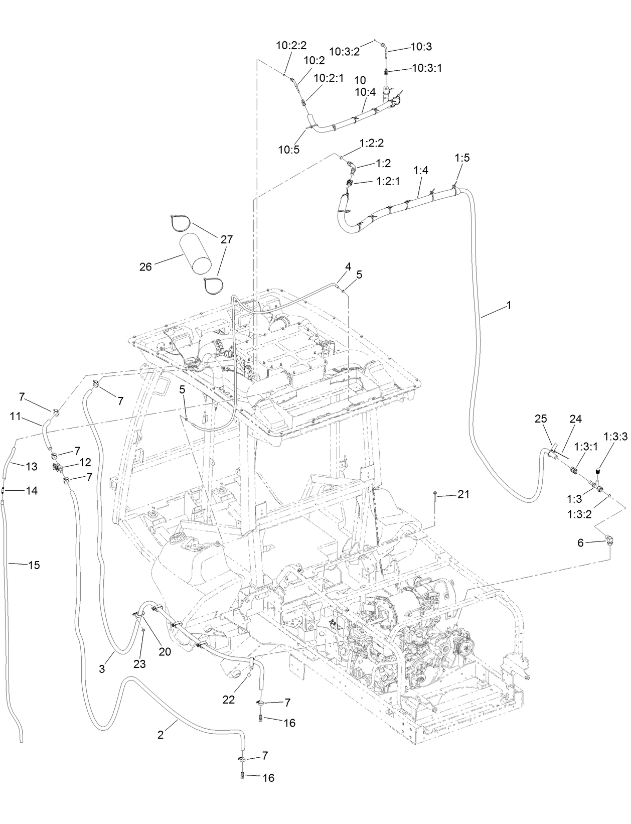 Left Side Hose Assembly For Cab Model Only