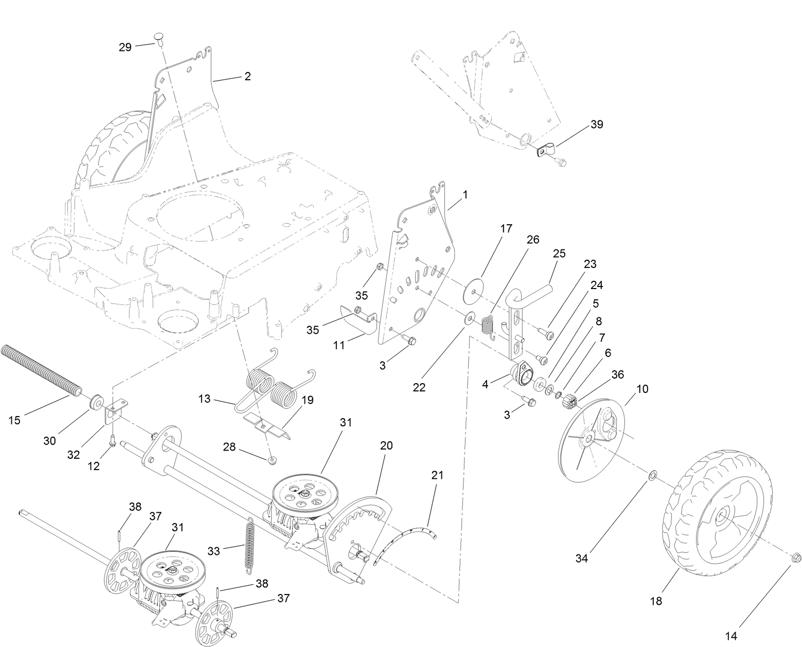 Traction and Height-of-Cut Assembly