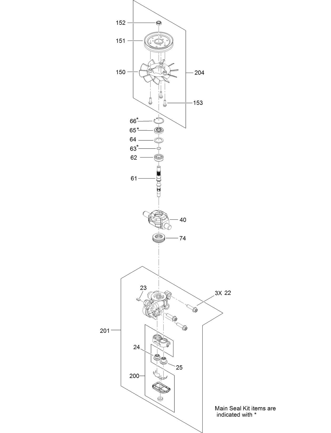 Center Section and Fan Pulley Assembly Transmission Assembly No. 121-0999