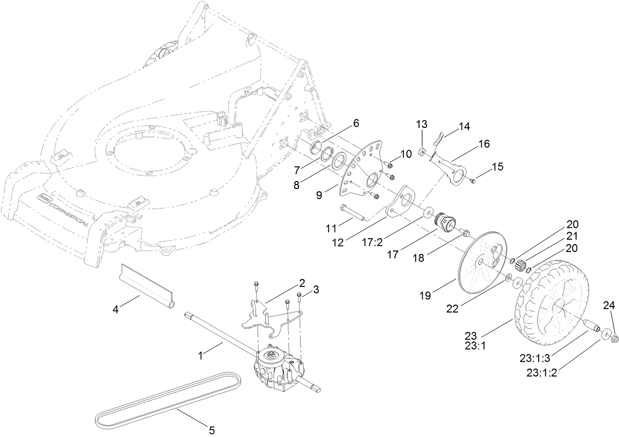 Transmission and Rear Wheel Assembly