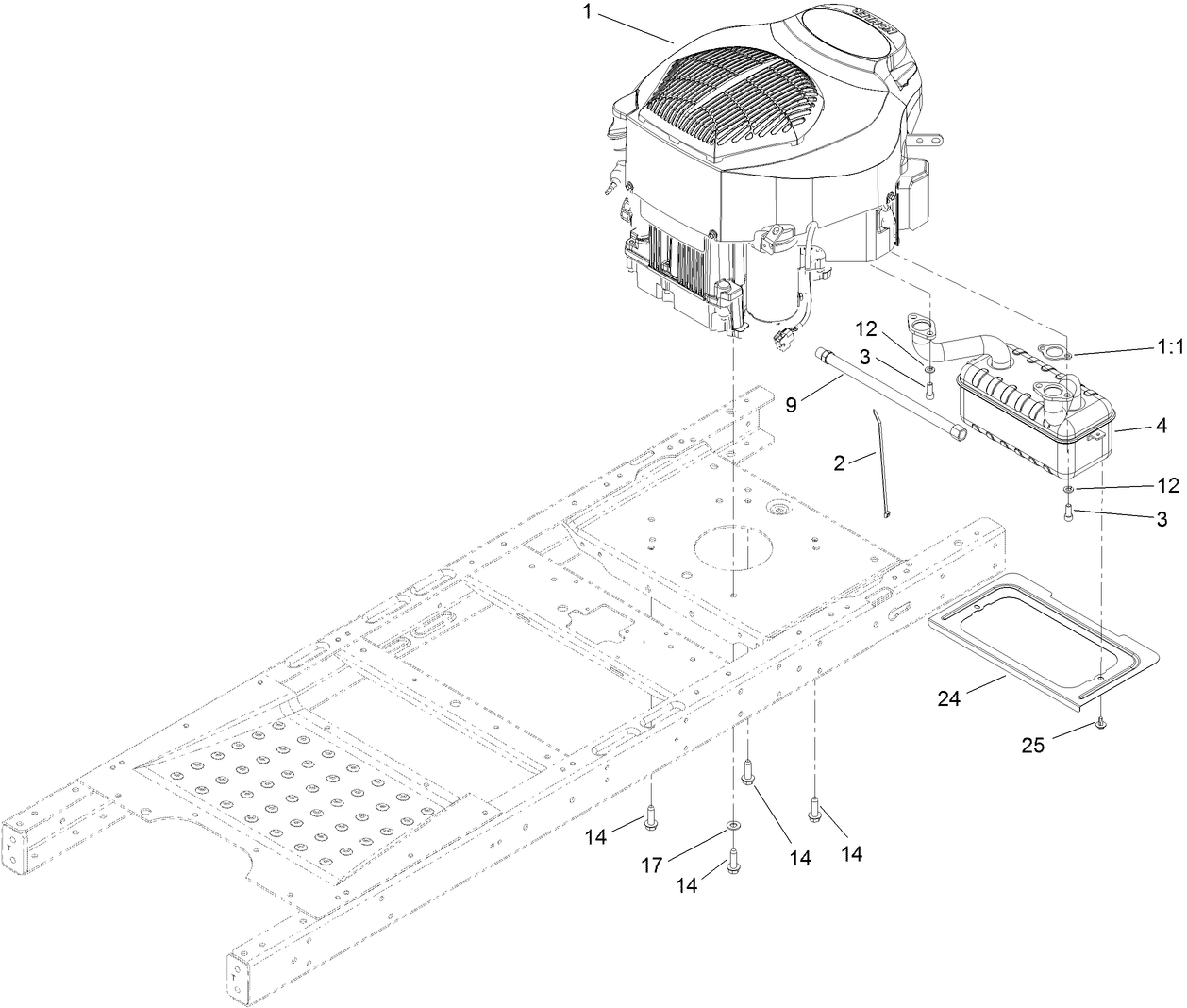 Engine and Muffler Assembly