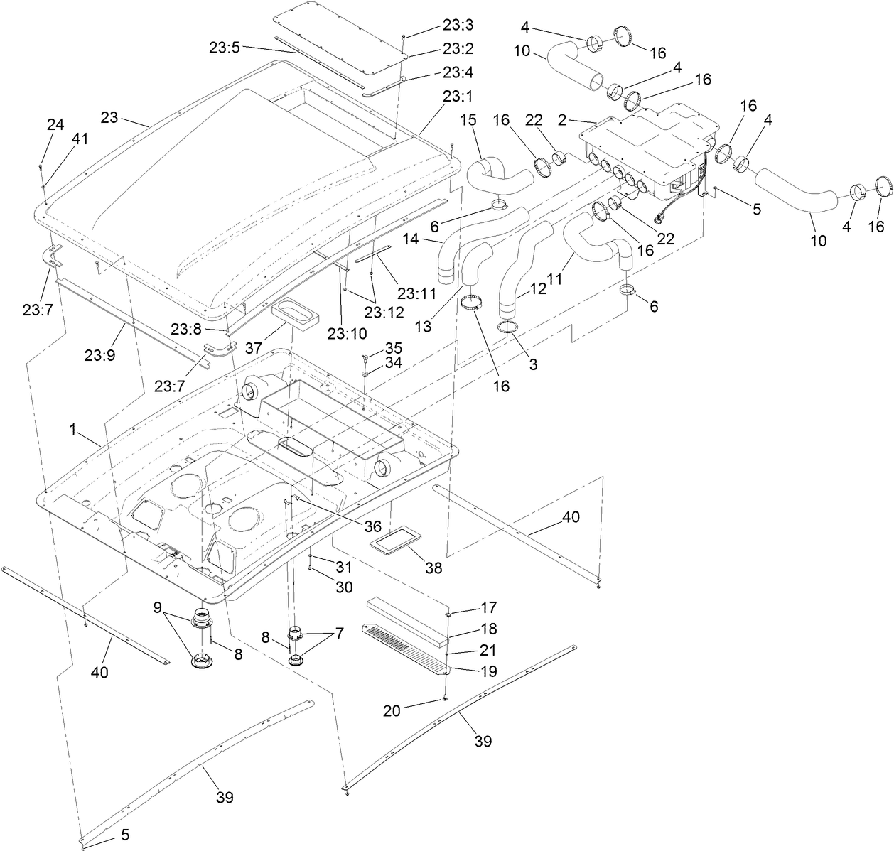 Roof, Heat Mixing Box and Headliner Assembly