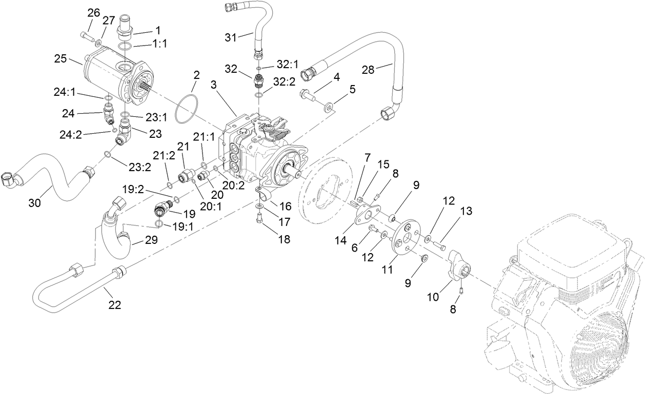 Hydrostat and Gear Pump Drive Assembly