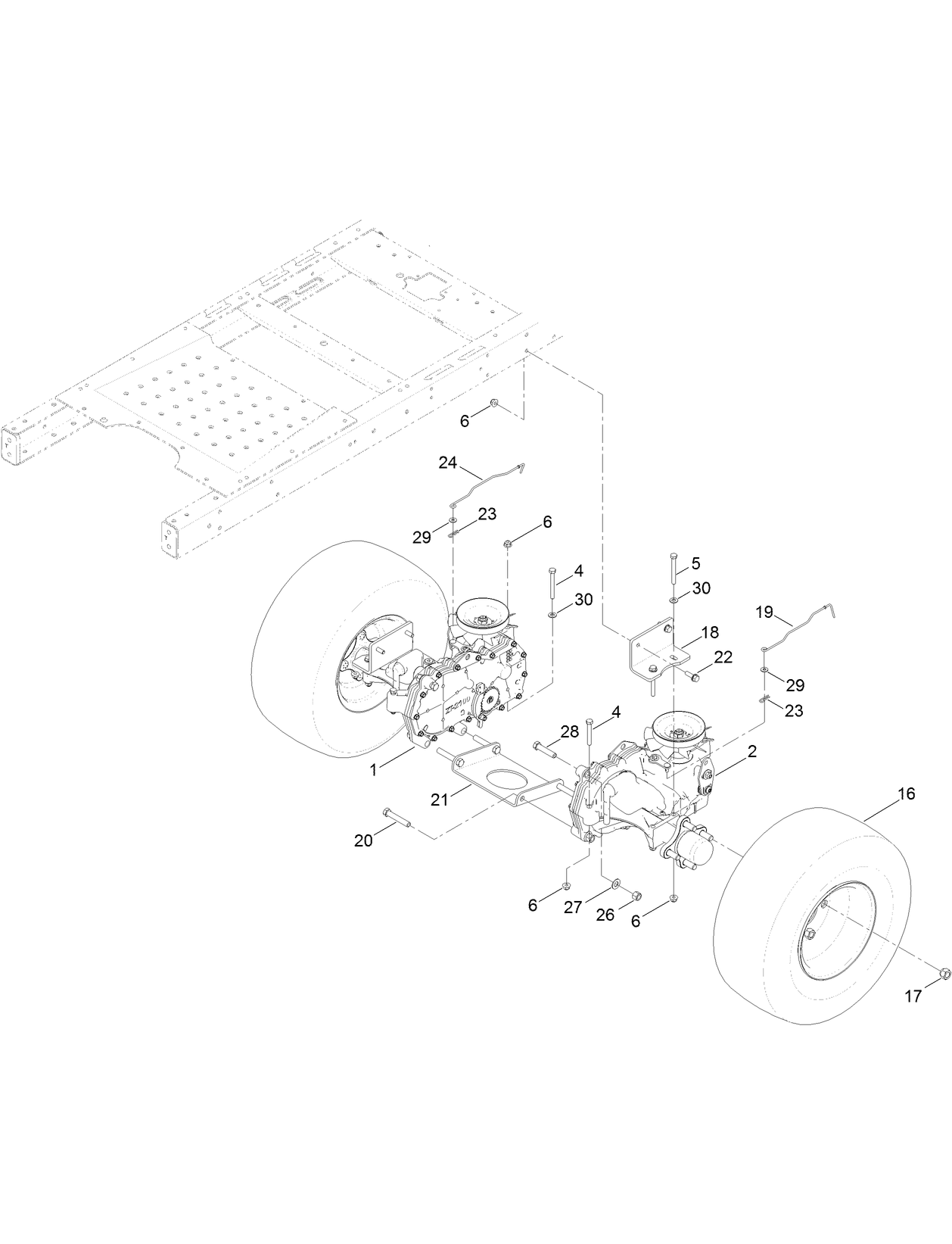 Hydro Transaxle Drive and Rear Wheel Assembly