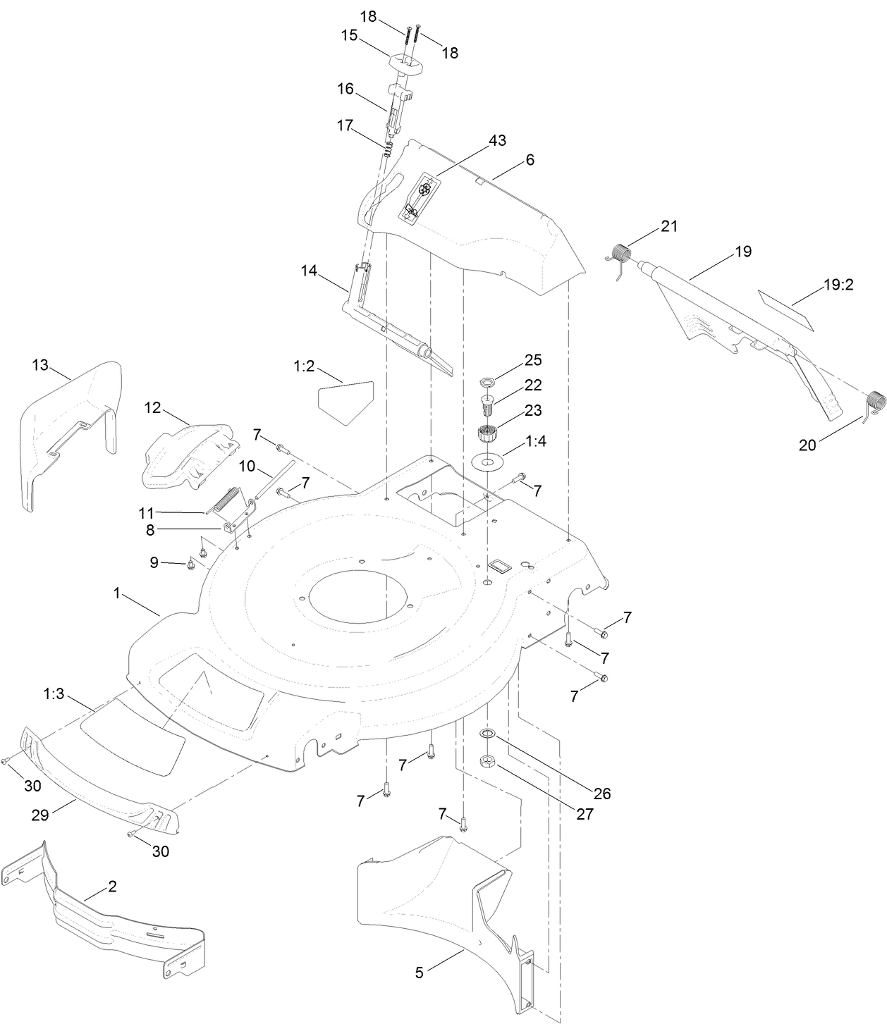 Deck, Side Chute and Rear Door Assembly