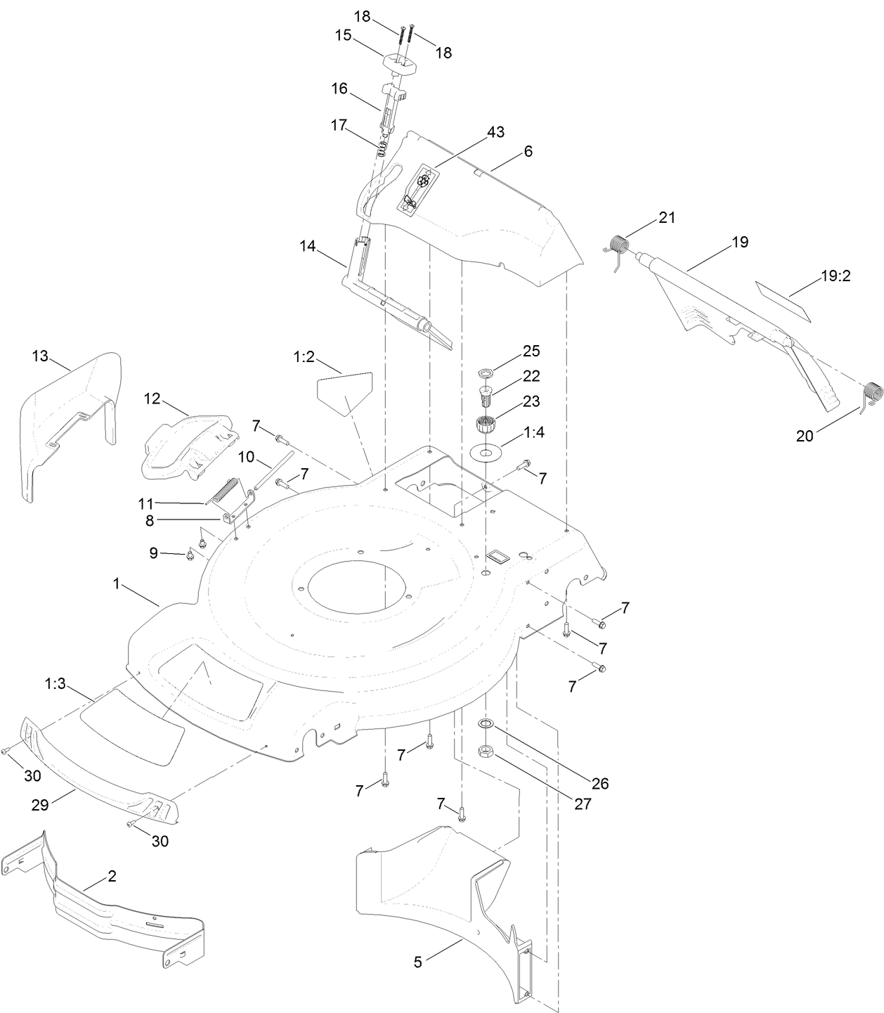 Housing and Rear Deflector Assembly