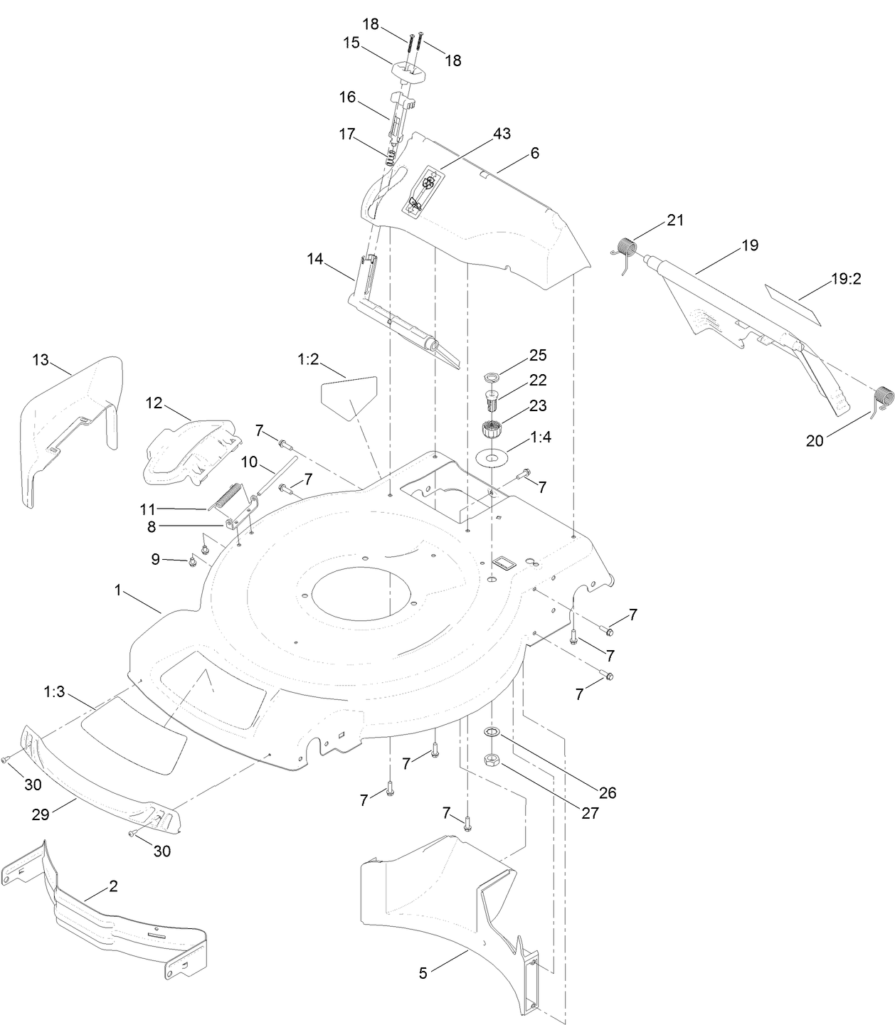 Deck, Side Chute and Rear Door Assembly