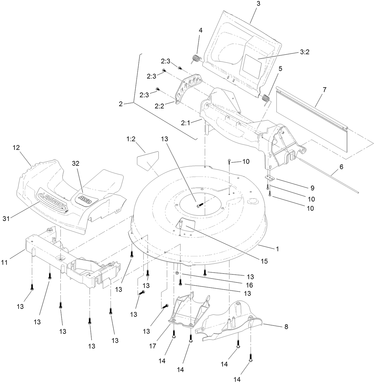 Deck, Side Chute and Rear Door Assembly