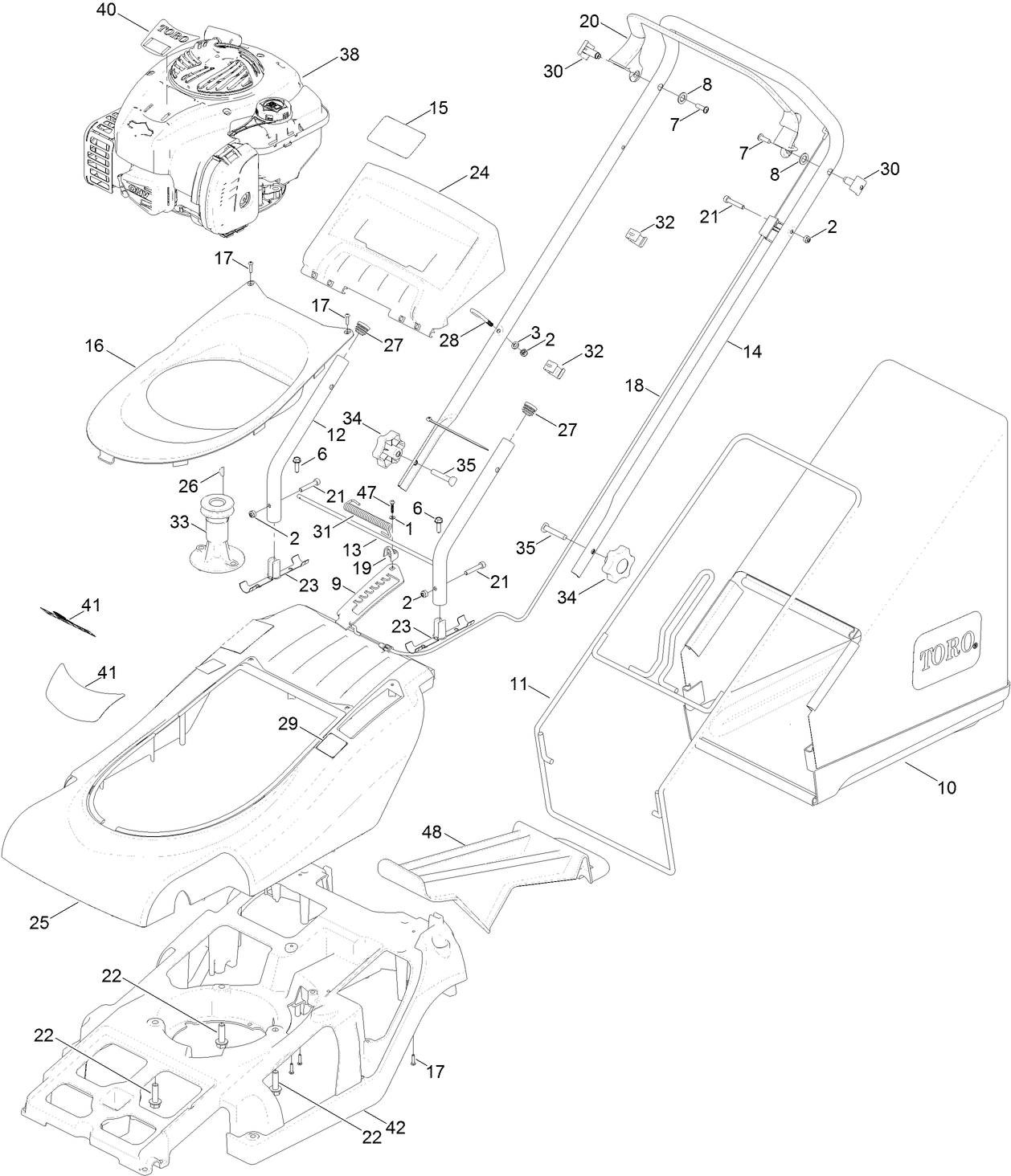 Engine, Chassis, Handle and Bag Assembly