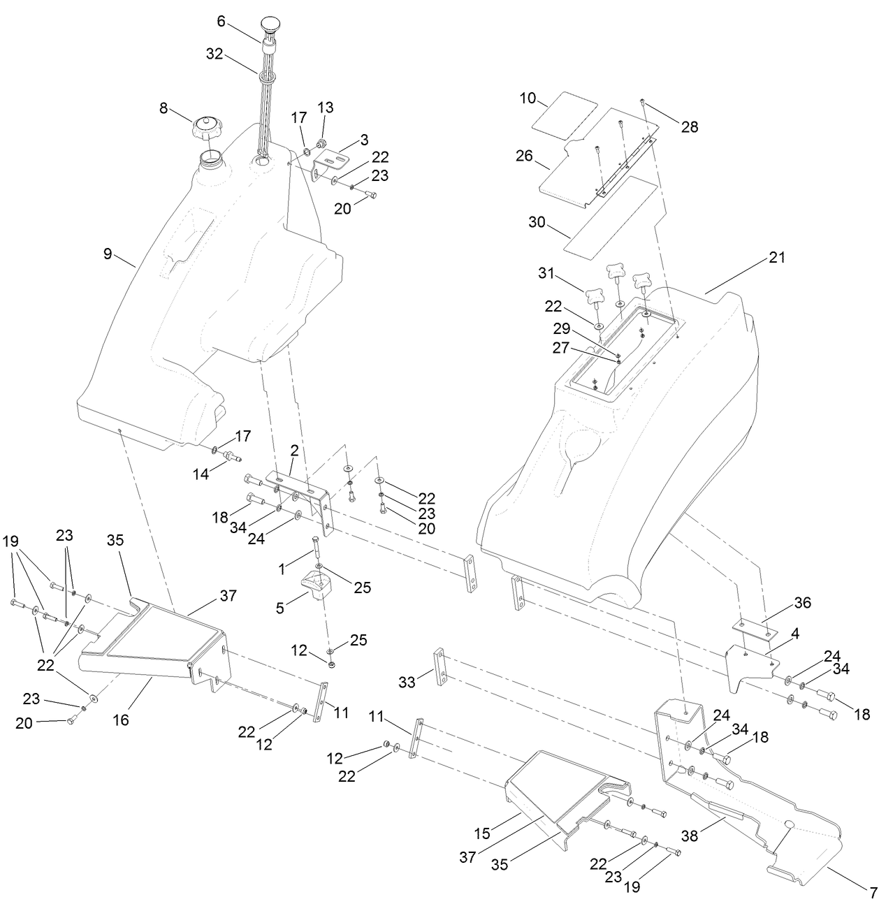 Fuel Tank and Storage Pod Assembly