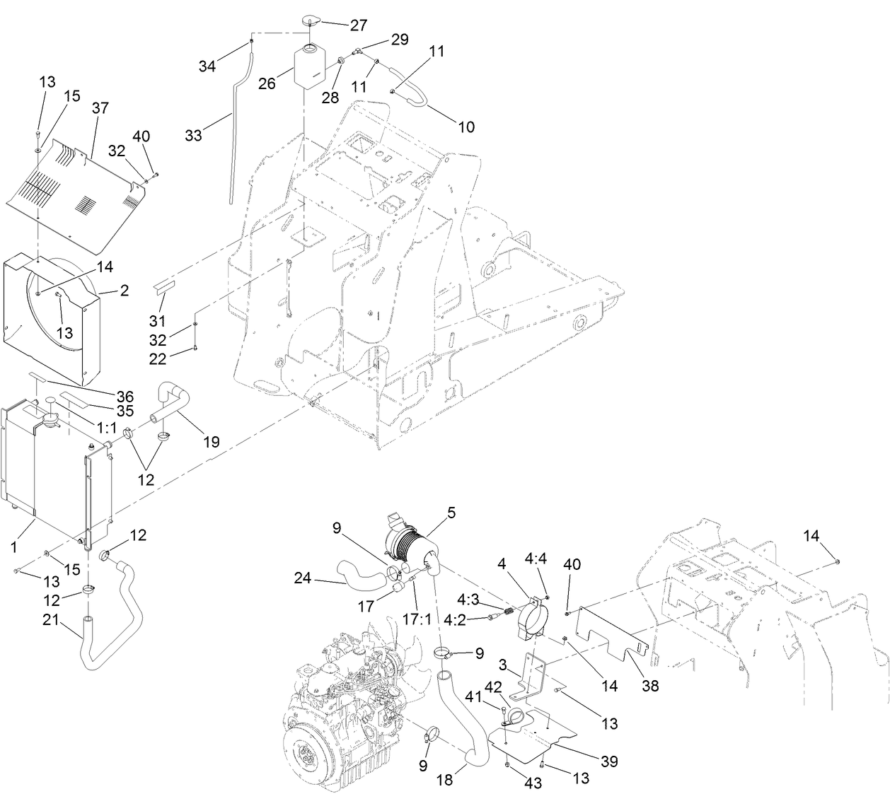 Radiator and Air Cleaner Assembly