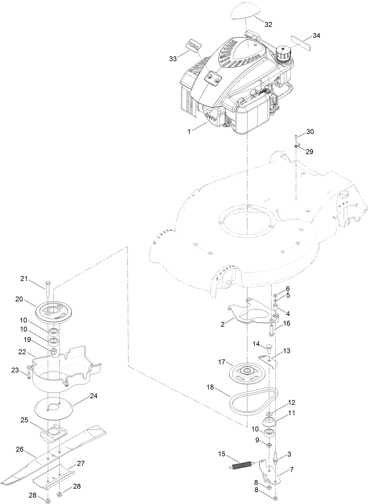 Engine and Blade Drive Assembly