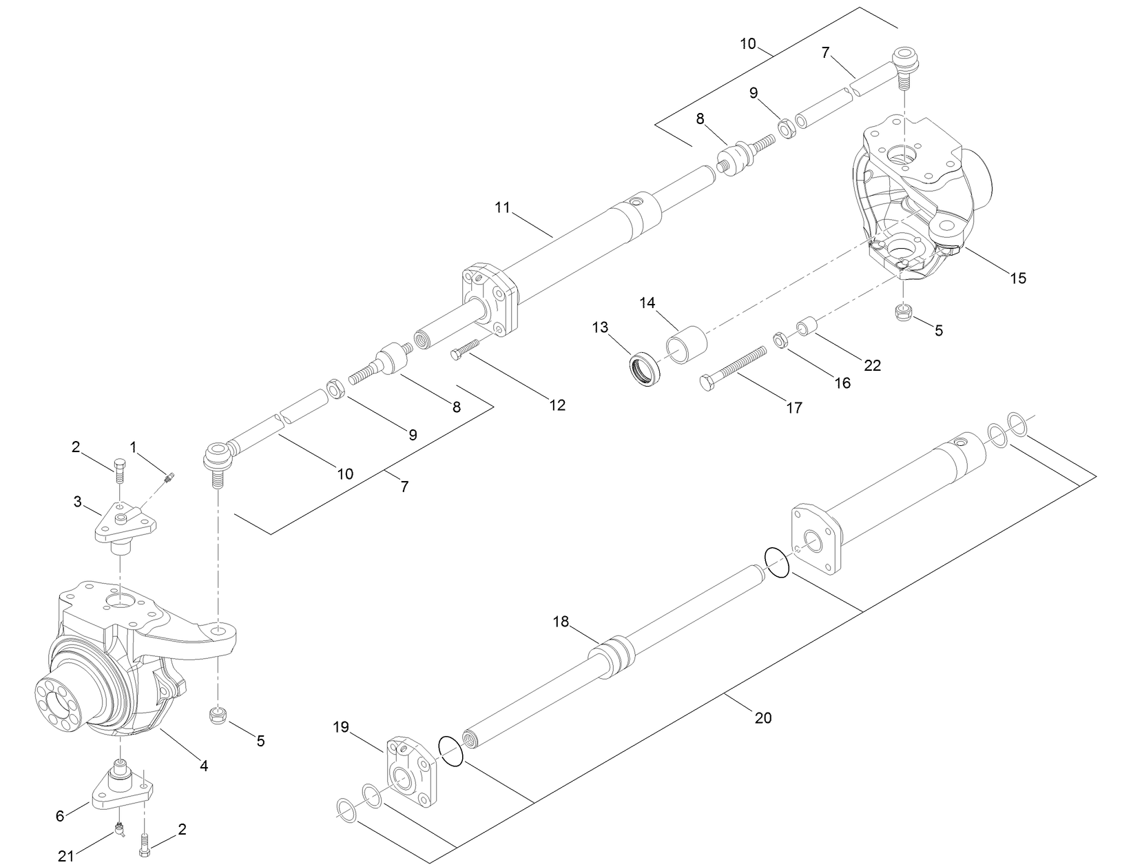 Swivel Housings And Steering Cylinder Assembly Axle Assembly No. AU106863