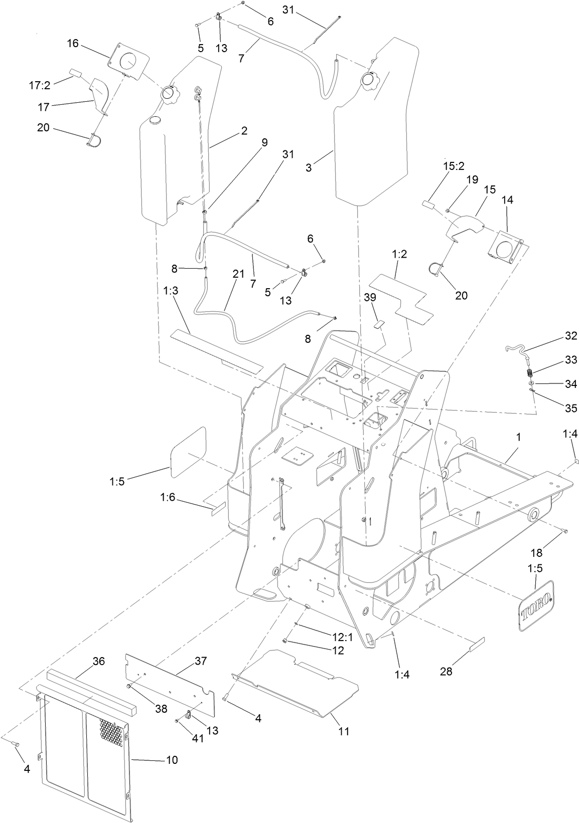 Frame, Fuel Tank and Cover Assembly
