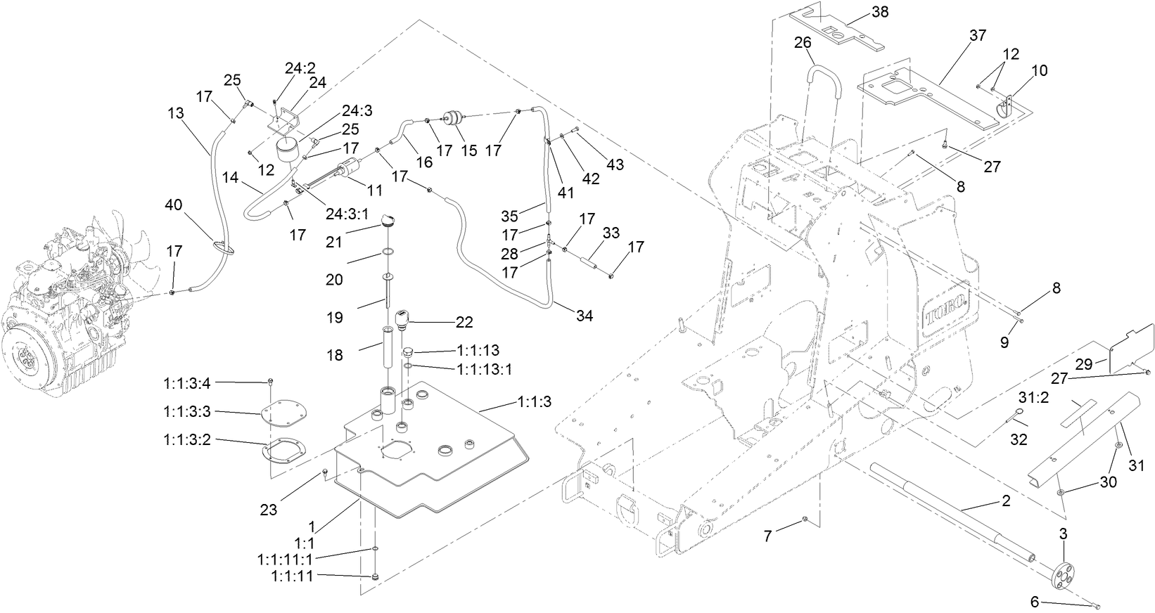 Hydraulic Tank and Track Shaft Assembly