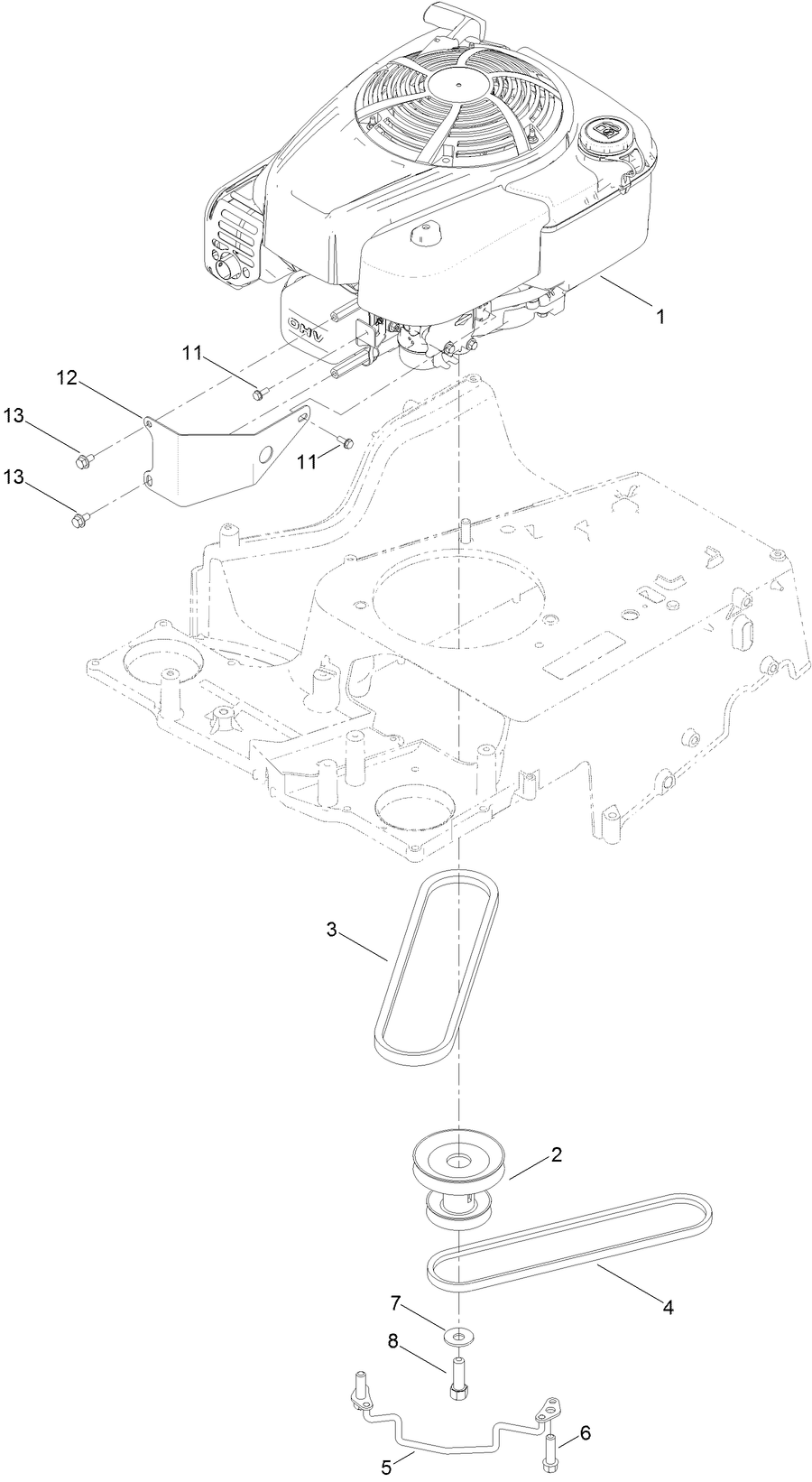 Engine and Pulley Assembly