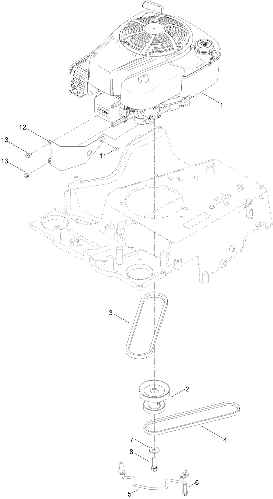 Engine and Pulley Assembly