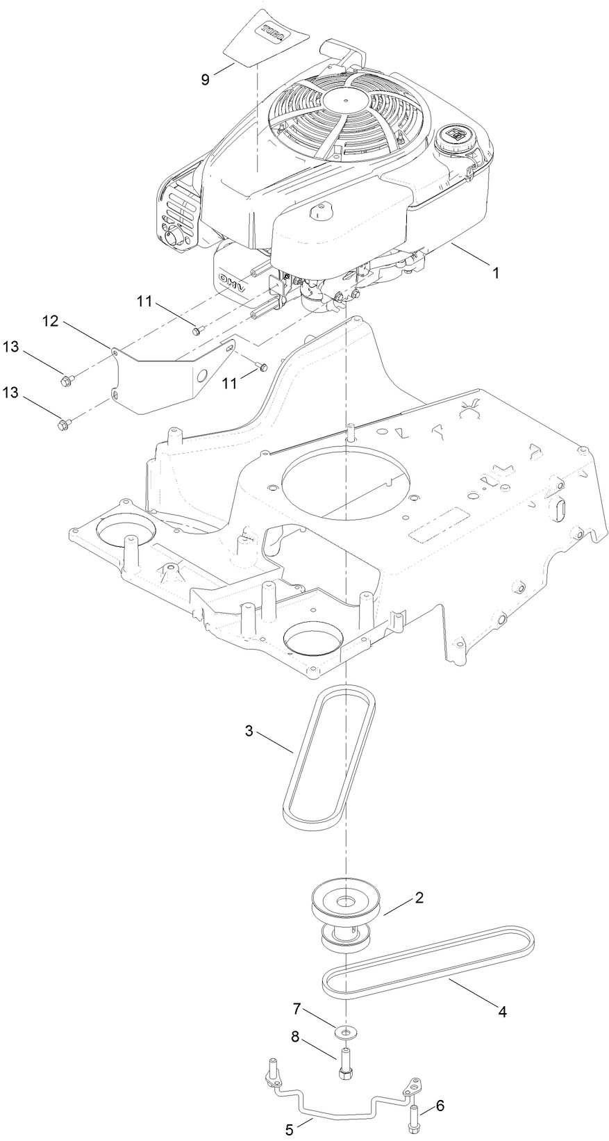 Engine and Pulley Assembly