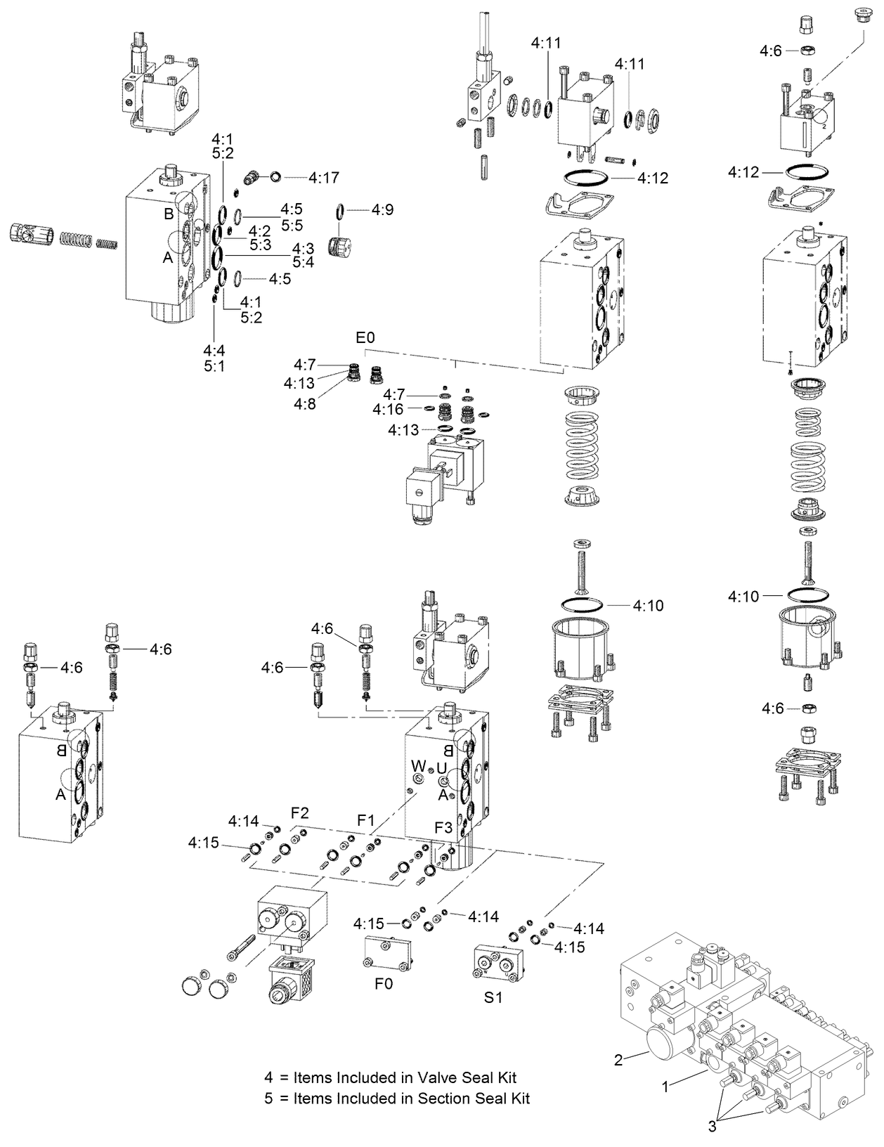 5-Section Hydraulic Valve Assembly No. AU121285