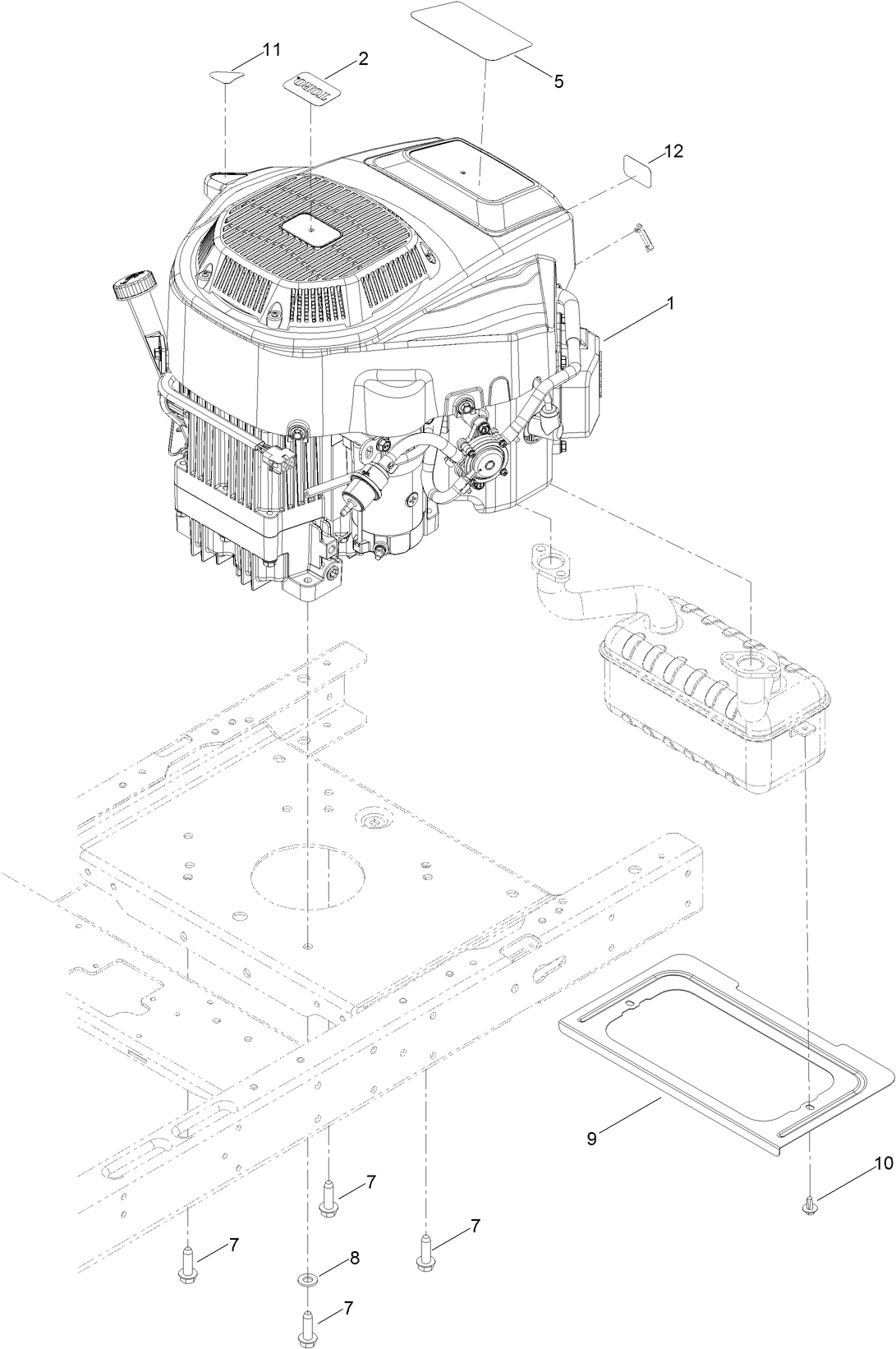 Engine and Muffler Assemlbly
