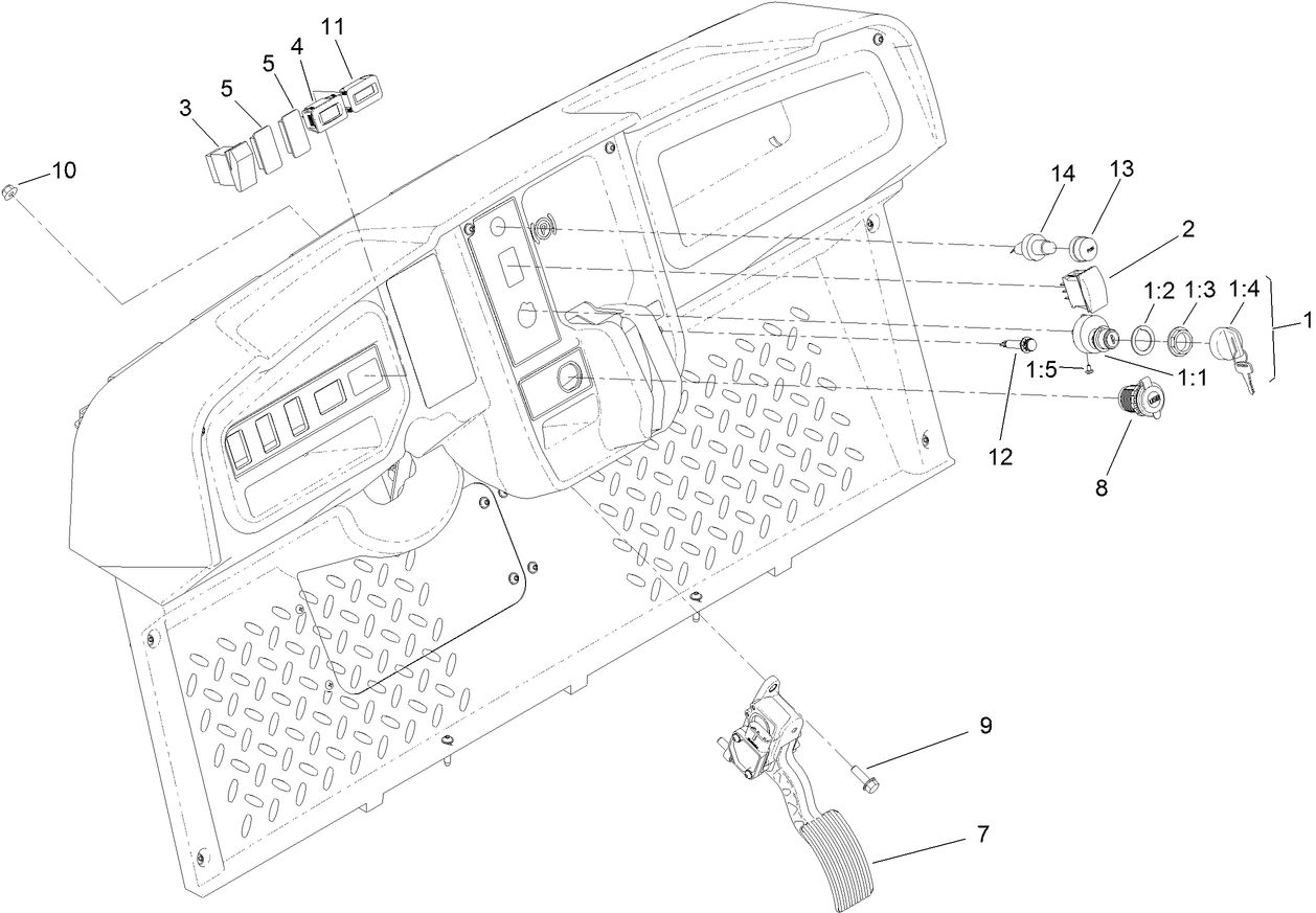 Accelerator Pedal and Key Switch Assembly