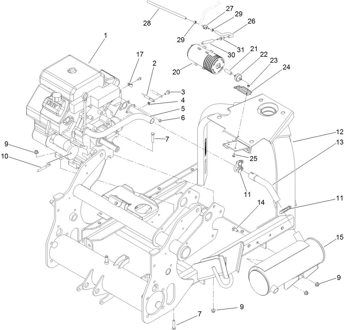 Engine and Muffler Assembly